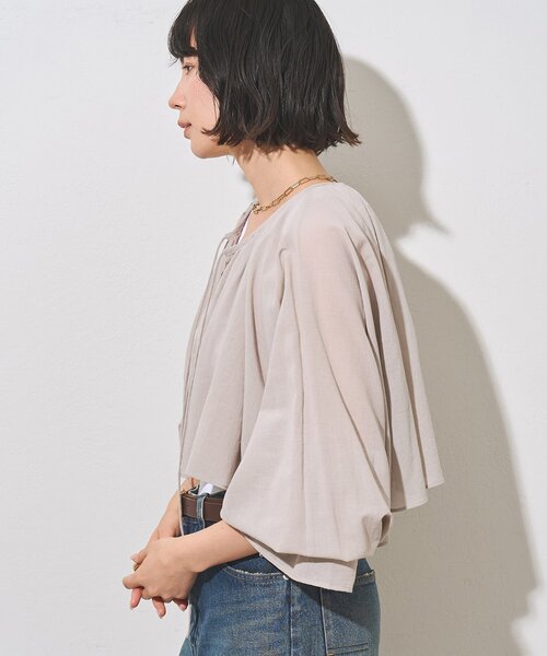 Whim Gazette(ウィムガゼット)の「コットンボレロブラウス(シャツ/ブラウス・レディース・グレイッシュベージュ/オフホワイト・FREE)」の15枚目の写真