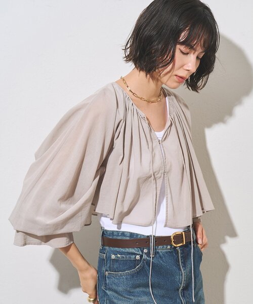 Whim Gazette(ウィムガゼット)の「コットンボレロブラウス(シャツ/ブラウス・レディース・グレイッシュベージュ/オフホワイト・FREE)」の18枚目の写真