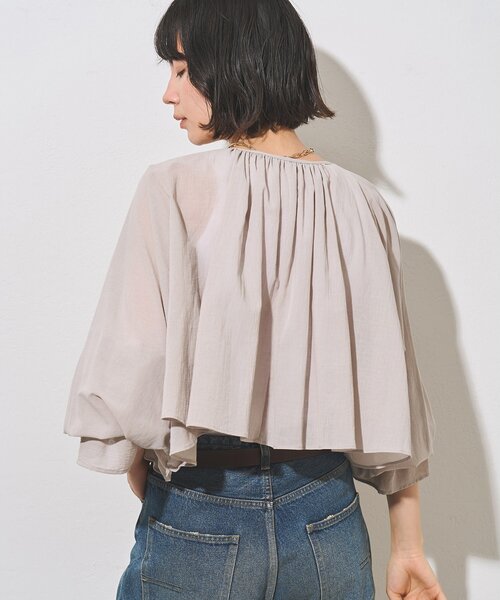 Whim Gazette(ウィムガゼット)の「コットンボレロブラウス(シャツ/ブラウス・レディース・グレイッシュベージュ/オフホワイト・FREE)」の16枚目の写真