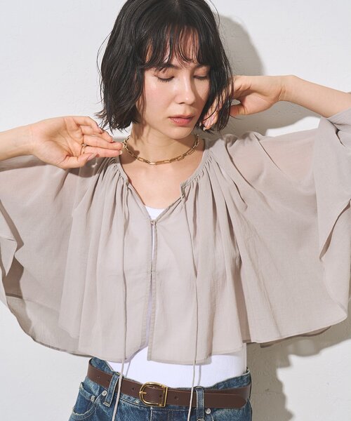 Whim Gazette(ウィムガゼット)の「コットンボレロブラウス(シャツ/ブラウス・レディース・グレイッシュベージュ/オフホワイト・FREE)」の20枚目の写真