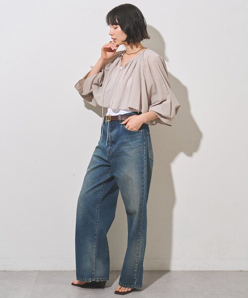 Whim Gazette(ウィムガゼット)の「コットンボレロブラウス(シャツ/ブラウス・レディース・グレイッシュベージュ/オフホワイト・FREE)」の14枚目の写真