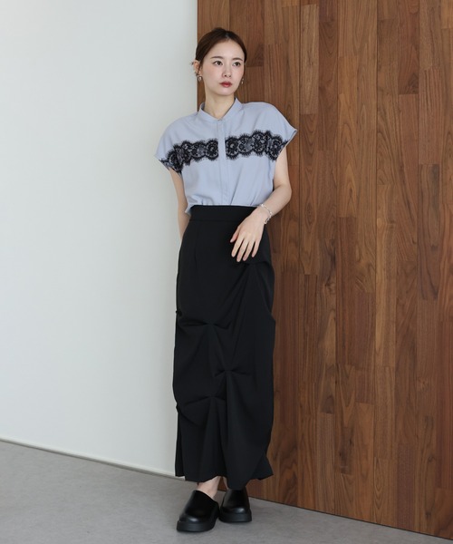 J by blue(ジェイバイブルー)の「《2サイズ展開》レースドッキングフレンチスリーブブラウス(シャツ/ブラウス・レディース・ホワイト/ブルー・LARGE/MEDIUM)」の19枚目の写真