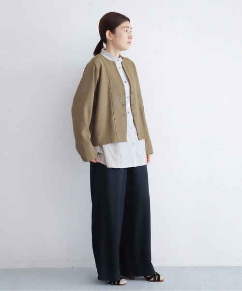 NOMBRE IMPAIR(ノンブルアンペール)の「プレーティングリブ ノーカラーカーディガン(カーディガン/ボレロ・レディース・カーキ/ベージュ/チャコールグレー・FREE)」の19枚目の写真