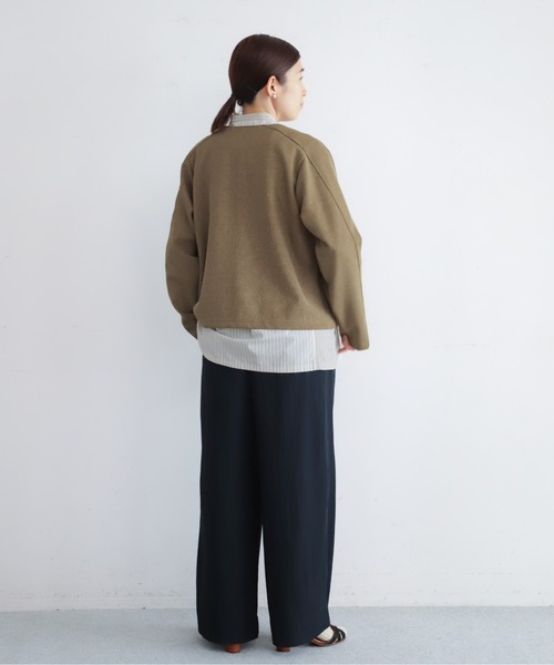 NOMBRE IMPAIR(ノンブルアンペール)の「プレーティングリブ ノーカラーカーディガン(カーディガン/ボレロ・レディース・カーキ/ベージュ/チャコールグレー・FREE)」の20枚目の写真