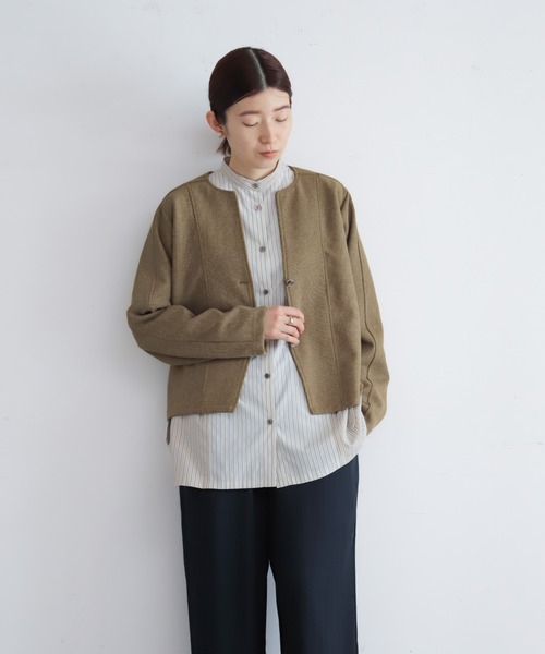 NOMBRE IMPAIR(ノンブルアンペール)の「プレーティングリブ ノーカラーカーディガン(カーディガン/ボレロ・レディース・カーキ/ベージュ/チャコールグレー・FREE)」の21枚目の写真