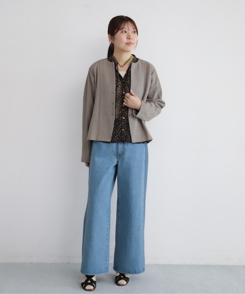 NOMBRE IMPAIR(ノンブルアンペール)の「プレーティングリブ ノーカラーカーディガン(カーディガン/ボレロ・レディース・カーキ/ベージュ/チャコールグレー・FREE)」の16枚目の写真