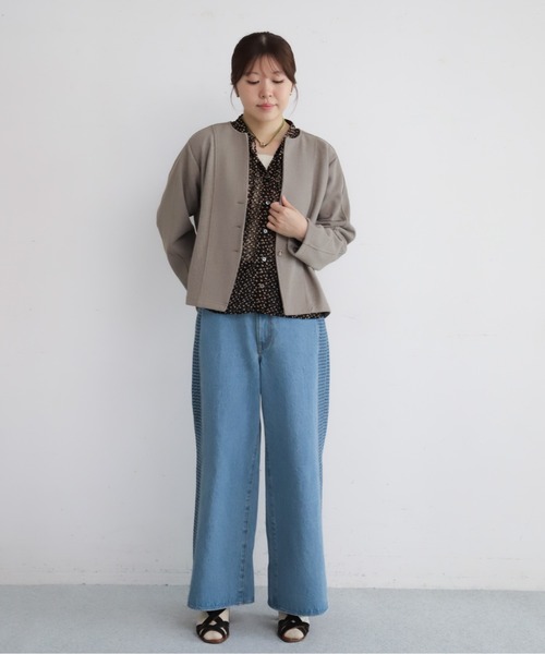 NOMBRE IMPAIR(ノンブルアンペール)の「プレーティングリブ ノーカラーカーディガン(カーディガン/ボレロ・レディース・カーキ/ベージュ/チャコールグレー・FREE)」の12枚目の写真