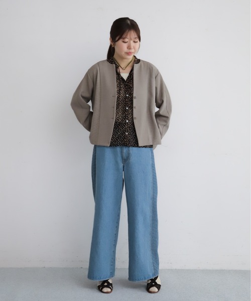 NOMBRE IMPAIR(ノンブルアンペール)の「プレーティングリブ ノーカラーカーディガン(カーディガン/ボレロ・レディース・カーキ/ベージュ/チャコールグレー・FREE)」の17枚目の写真