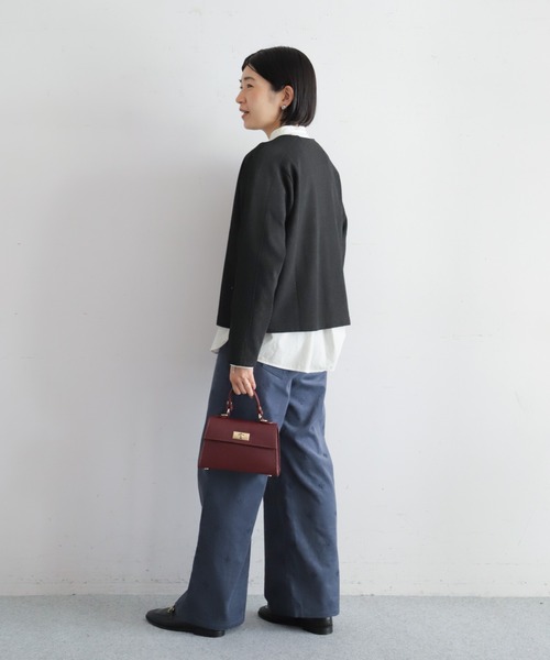 NOMBRE IMPAIR(ノンブルアンペール)の「プレーティングリブ ノーカラーカーディガン(カーディガン/ボレロ・レディース・カーキ/ベージュ/チャコールグレー・FREE)」の6枚目の写真