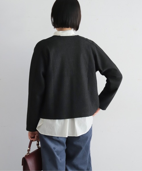 NOMBRE IMPAIR(ノンブルアンペール)の「プレーティングリブ ノーカラーカーディガン(カーディガン/ボレロ・レディース・カーキ/ベージュ/チャコールグレー・FREE)」の9枚目の写真