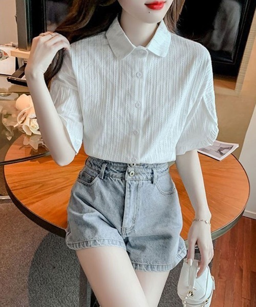 Flugge(フラッジー)の「半袖フリルレースシャツ(シャツ/ブラウス・レディース・ブルー/ホワイト・LARGE/MEDIUM)」の12枚目の写真