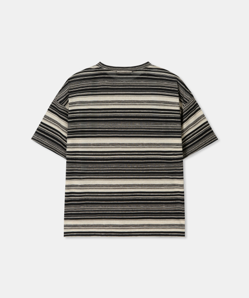 THEENDQUESTION(ジエンドクエスチョン)の「Linen stripe t-shirt / BLACK(Tシャツ/カットソー・レディース・その他・FREE)」の2枚目の写真