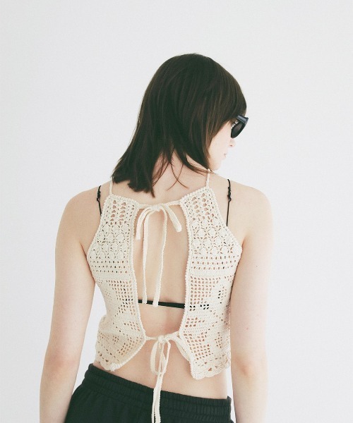 CLANE（クラネ）の「CLANE/クラネ/CROCHET CAMI KNIT TOPS（キャミソール・レディース・アイボリー/レッド・F）」の9枚目の写真