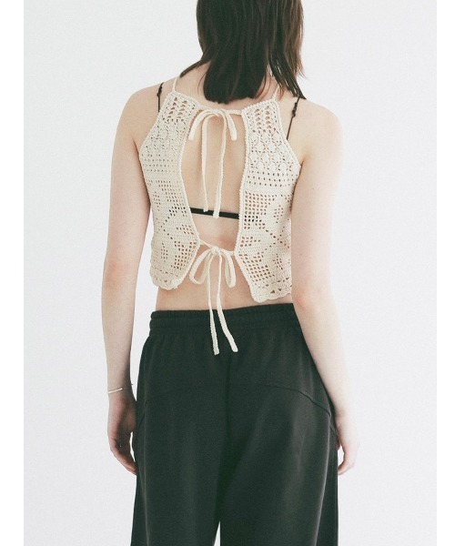 CLANE（クラネ）の「CLANE/クラネ/CROCHET CAMI KNIT TOPS（キャミソール・レディース・アイボリー/レッド・F）」の10枚目の写真