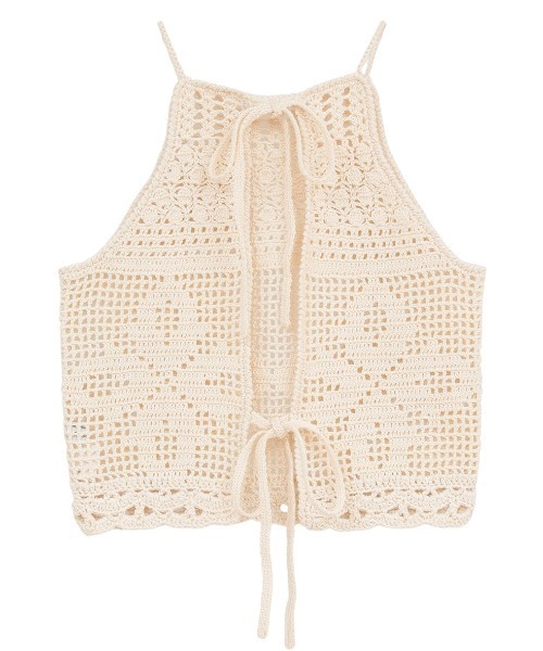 CLANE（クラネ）の「CLANE/クラネ/CROCHET CAMI KNIT TOPS（キャミソール・レディース・アイボリー/レッド・F）」の11枚目の写真