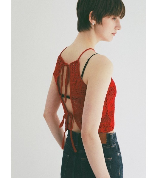 CLANE（クラネ）の「CLANE/クラネ/CROCHET CAMI KNIT TOPS（キャミソール・レディース・アイボリー/レッド・F）」の19枚目の写真
