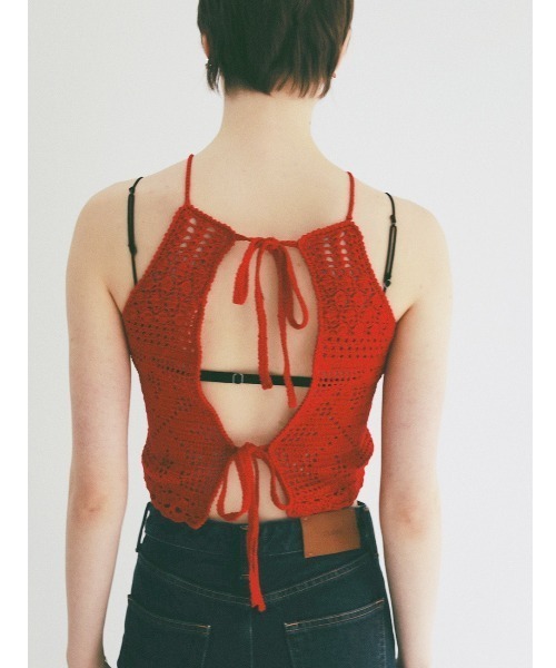 CLANE（クラネ）の「CLANE/クラネ/CROCHET CAMI KNIT TOPS（キャミソール・レディース・アイボリー/レッド・F）」の20枚目の写真