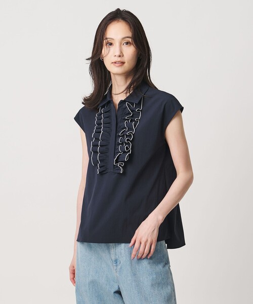 UNITEDARROWS メロー フリル スキッパー フレンチスリーブ シャツ セール】メロー フリル スキッパー フレンチスリーブ シャツ ‐防シワ