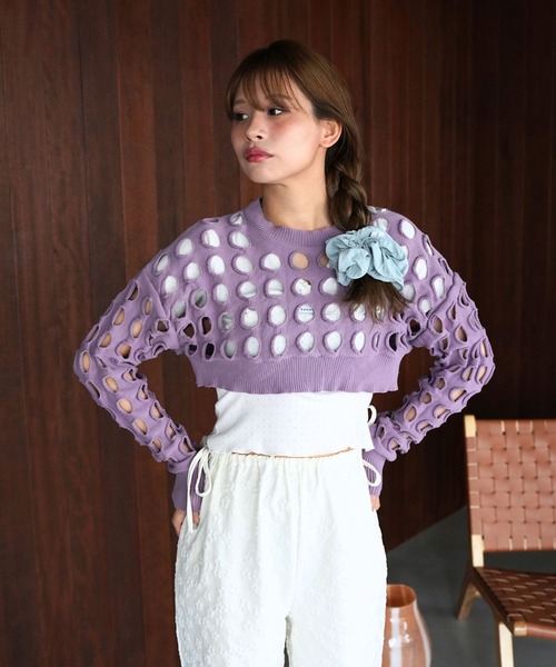 SANSeLF(サンセルフ)の「【SANSeLF】クラッシュホールクロップドトップス saw26s094(その他トップス・レディース・パープル・FREE)」の20枚目の写真