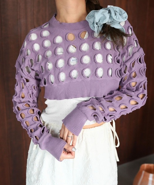 SANSeLF(サンセルフ)の「【SANSeLF】クラッシュホールクロップドトップス saw26s094(その他トップス・レディース・パープル・FREE)」の18枚目の写真