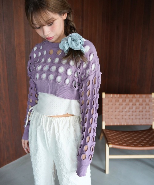 SANSeLF(サンセルフ)の「【SANSeLF】クラッシュホールクロップドトップス saw26s094(その他トップス・レディース・パープル・FREE)」の16枚目の写真