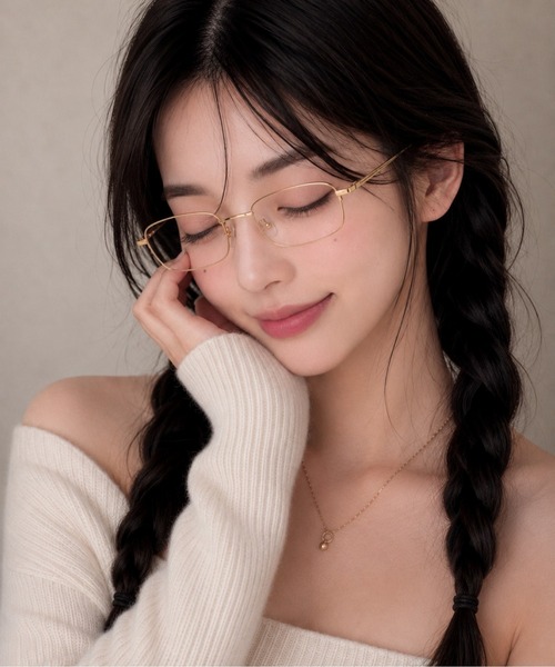 UP START(アップスタート)の「【Bls】【ZA】【Bling Leads】細縁 メタルグラス/度なし眼鏡(BL)(メガネ・レディース・シルバー/ゴールド・FREE)」の2枚目の写真