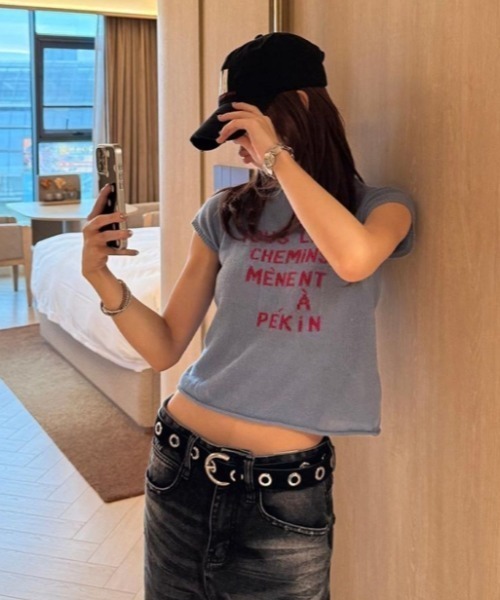 Vipoa(ヴィポア)の「american like short knit(ニット/セーター・レディース・ブルー/ホワイト・FREE)」の9枚目の写真