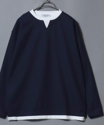 Heather Brushed Key-Neck Fake Layered Long-Sleeve Tee / 杢起毛キーネックフェイクレイヤードロンT カットソー メンズ トップス 秋冬