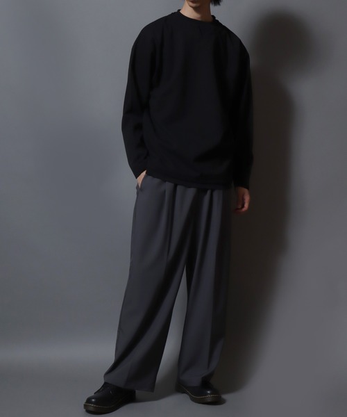 ANPAS(アンパス)の「Heather Brushed Key-Neck Fake Layered Long-Sleeve Tee / 杢起毛キーネックフェイクレイヤードロンT カットソー メンズ トップス 秋冬(Tシャツ/カットソー・メンズ・ブラック/チャコール/ベージュ/ネイビー・LL/L/M)」の18枚目の写真