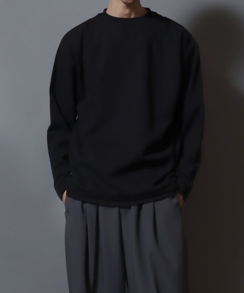 ANPAS(アンパス)の「Heather Brushed Key-Neck Fake Layered Long-Sleeve Tee / 杢起毛キーネックフェイクレイヤードロンT カットソー メンズ トップス 秋冬(Tシャツ/カットソー・メンズ・ブラック/チャコール/ベージュ/ネイビー・LL/L/M)」の16枚目の写真