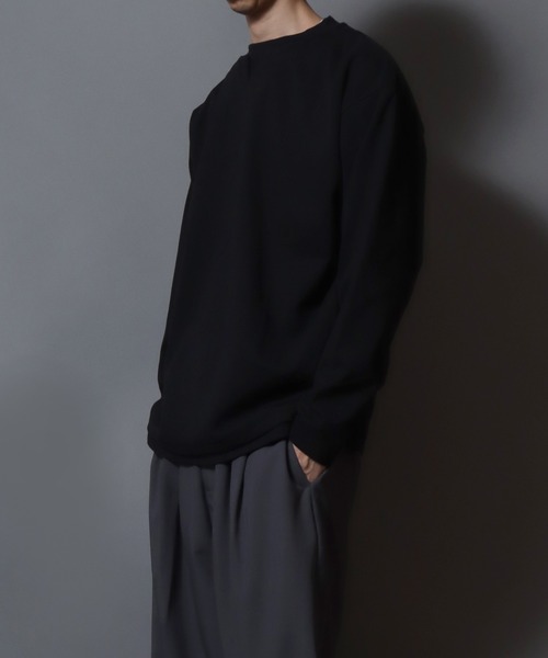 ANPAS(アンパス)の「Heather Brushed Key-Neck Fake Layered Long-Sleeve Tee / 杢起毛キーネックフェイクレイヤードロンT カットソー メンズ トップス 秋冬(Tシャツ/カットソー・メンズ・ブラック/チャコール/ベージュ/ネイビー・LL/L/M)」の17枚目の写真