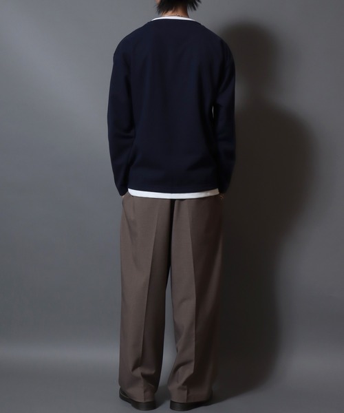 ANPAS(アンパス)の「Heather Brushed Key-Neck Fake Layered Long-Sleeve Tee / 杢起毛キーネックフェイクレイヤードロンT カットソー メンズ トップス 秋冬(Tシャツ/カットソー・メンズ・ブラック/チャコール/ベージュ/ネイビー・LL/L/M)」の15枚目の写真