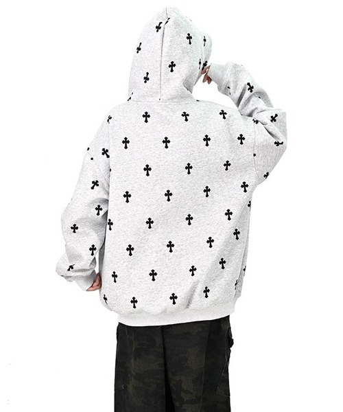 Ressaca(レサーカ)の「オーバーサイズクロススウェットジップパーカー(パーカー・メンズ・ブラック/グレー・L/M)」の14枚目の写真