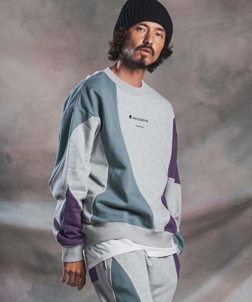 ANGENEHM(アンゲネーム)の「msw1926-Wave-Panel Color-Blocked Sweat Pullover スウェットプルオーバー(AG07-017acg)(スウェット・メンズ・ブラック/ホワイト/ミックスグレー・S/M/L)」の15枚目の写真