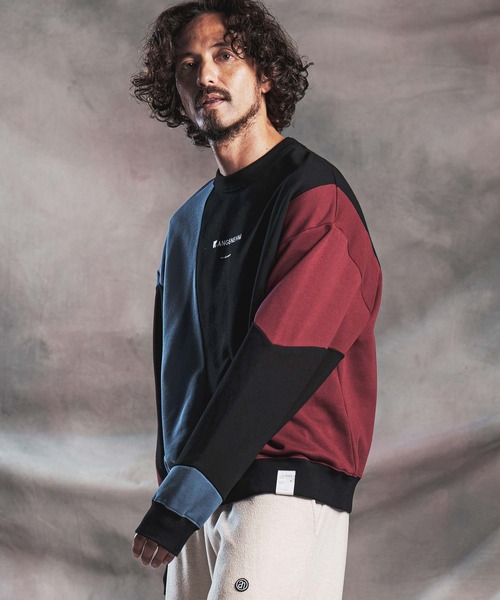 ANGENEHM(アンゲネーム)の「msw1926-Wave-Panel Color-Blocked Sweat Pullover スウェットプルオーバー(AG07-017acg)(スウェット・メンズ・ブラック/ホワイト/ミックスグレー・S/M/L)」の19枚目の写真