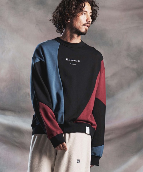 ANGENEHM(アンゲネーム)の「msw1926-Wave-Panel Color-Blocked Sweat Pullover スウェットプルオーバー(AG07-017acg)(スウェット・メンズ・ブラック/ホワイト/ミックスグレー・S/M/L)」の20枚目の写真