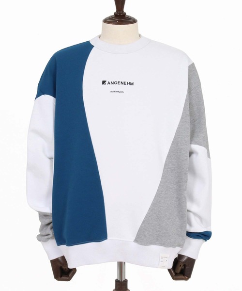 ANGENEHM(アンゲネーム)の「msw1926-Wave-Panel Color-Blocked Sweat Pullover スウェットプルオーバー(AG07-017acg)(スウェット・メンズ・ブラック/ホワイト/ミックスグレー・S/M/L)」の12枚目の写真