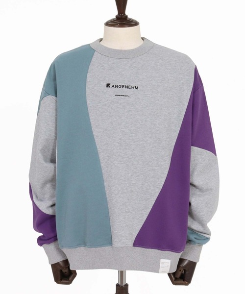 ANGENEHM(アンゲネーム)の「msw1926-Wave-Panel Color-Blocked Sweat Pullover スウェットプルオーバー(AG07-017acg)(スウェット・メンズ・ブラック/ホワイト/ミックスグレー・S/M/L)」の14枚目の写真