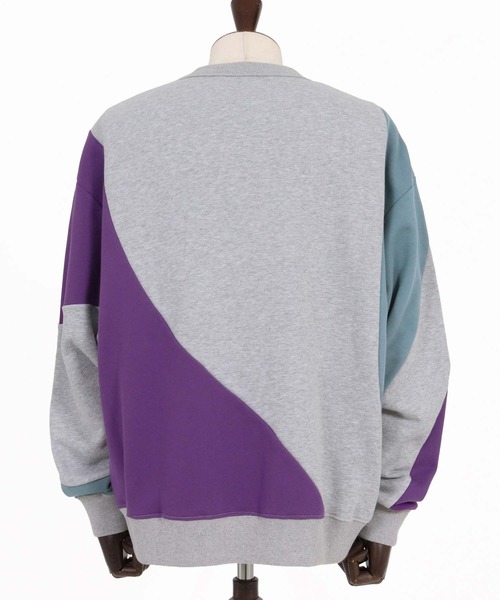 ANGENEHM(アンゲネーム)の「msw1926-Wave-Panel Color-Blocked Sweat Pullover スウェットプルオーバー(AG07-017acg)(スウェット・メンズ・ブラック/ホワイト/ミックスグレー・S/M/L)」の4枚目の写真