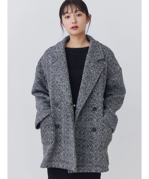 TONAL(トーナル)の「ヘリンボーン裏起毛ダブルコート(その他アウター・レディース・ブラック・SMALL/MEDIUM)」の5枚目の写真