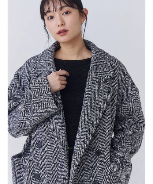 TONAL(トーナル)の「ヘリンボーン裏起毛ダブルコート(その他アウター・レディース・ブラック・SMALL/MEDIUM)」の7枚目の写真