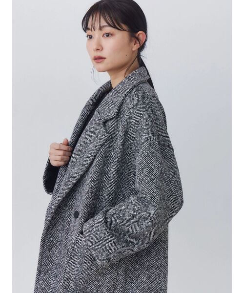 TONAL(トーナル)の「ヘリンボーン裏起毛ダブルコート(その他アウター・レディース・ブラック・SMALL/MEDIUM)」の9枚目の写真