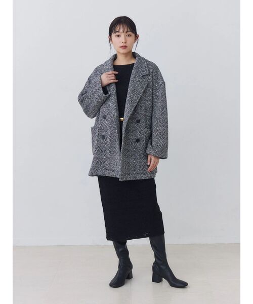 TONAL(トーナル)の「ヘリンボーン裏起毛ダブルコート(その他アウター・レディース・ブラック・SMALL/MEDIUM)」の10枚目の写真