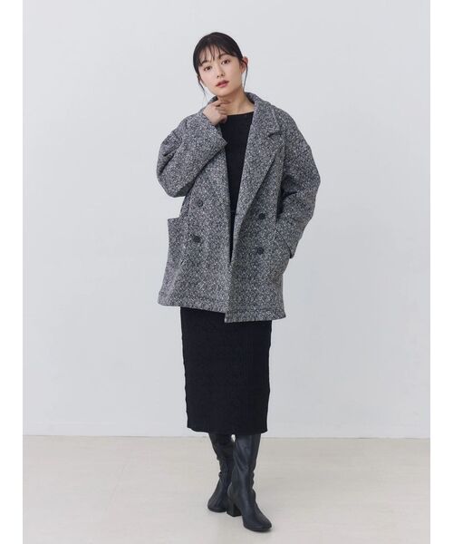 TONAL(トーナル)の「ヘリンボーン裏起毛ダブルコート(その他アウター・レディース・ブラック・SMALL/MEDIUM)」の11枚目の写真
