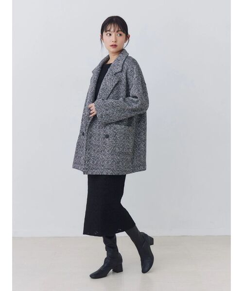 TONAL(トーナル)の「ヘリンボーン裏起毛ダブルコート(その他アウター・レディース・ブラック・SMALL/MEDIUM)」の12枚目の写真