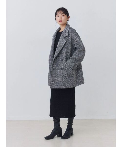 TONAL(トーナル)の「ヘリンボーン裏起毛ダブルコート(その他アウター・レディース・ブラック・SMALL/MEDIUM)」の13枚目の写真