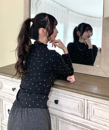 【2026秋冬新作】ハイネックドットメロウトップス