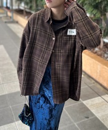Tag付き Vintageライク チェック柄ネルシャツ