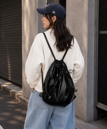 ドローストリングギャザー2WAYナップサックバッグ