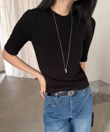 26AW/ベーシック5分袖ストレッチカットソー